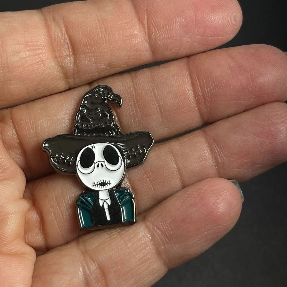 Jack Farmer Hat Lapel Pin Skeleton American Gothic Badge Brooch Accessories Pin
